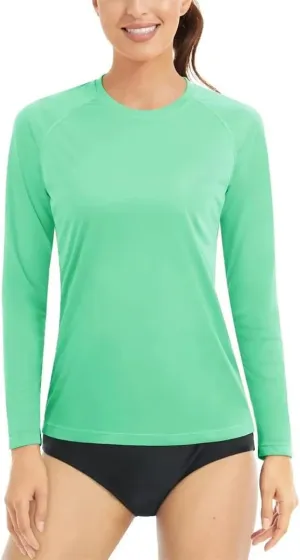 Women's Protection Long Sleeve Rash Guard Quick Dry Lightweight Workout Swim Top Tee Shirts