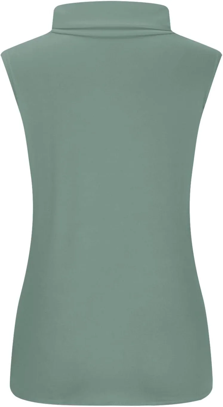 Womens Sleeveless Turtleneck Tops Plus Size Mock High Neck Tank Tops 2025 Slim Fitted Undershirt Basic Layer Tee