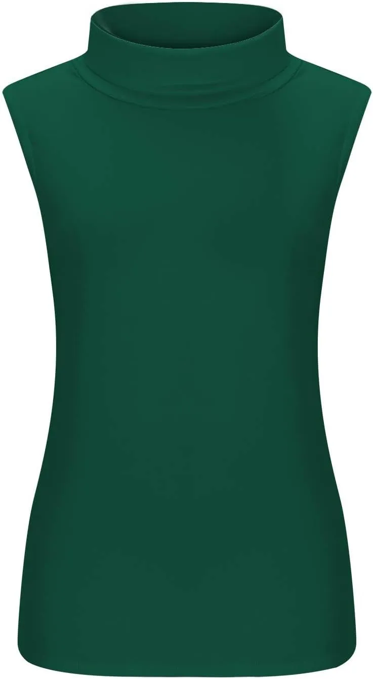Womens Sleeveless Turtleneck Tops Plus Size Mock High Neck Tank Tops 2025 Slim Fitted Undershirt Basic Layer Tee