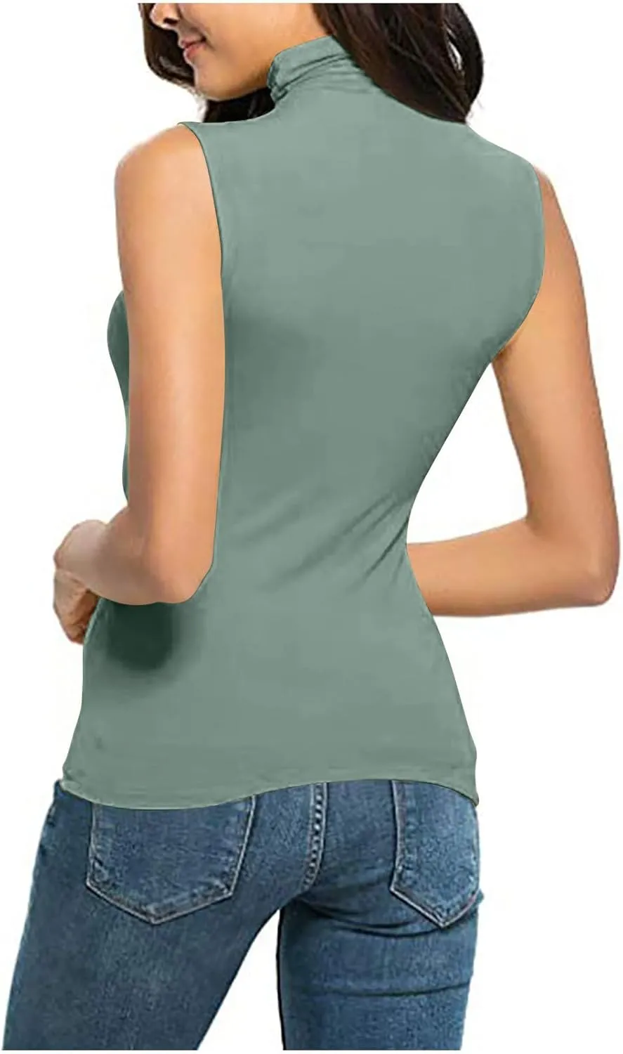 Womens Sleeveless Turtleneck Tops Plus Size Mock High Neck Tank Tops 2025 Slim Fitted Undershirt Basic Layer Tee
