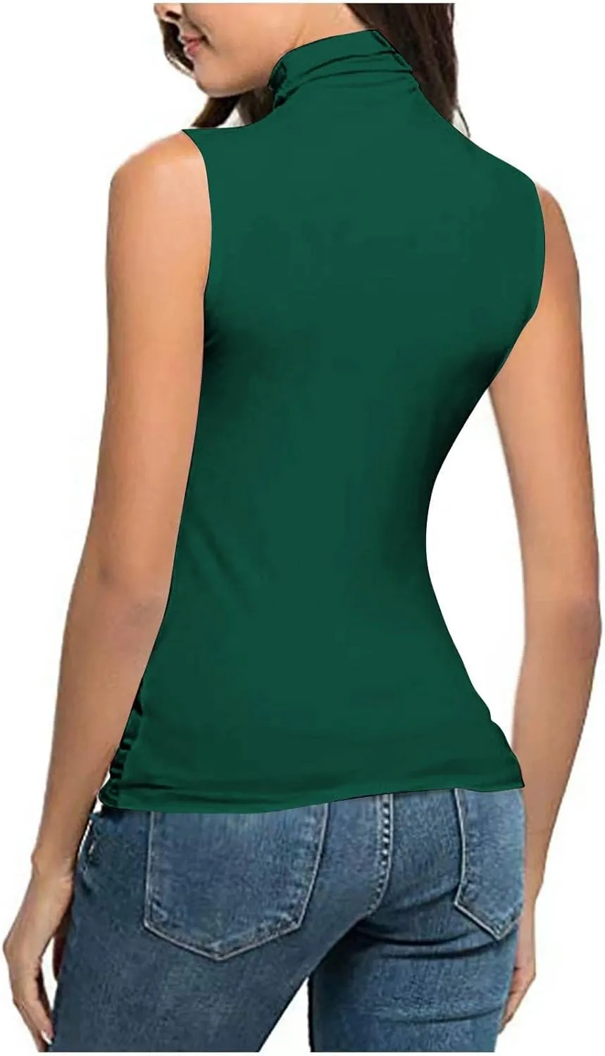Womens Sleeveless Turtleneck Tops Plus Size Mock High Neck Tank Tops 2025 Slim Fitted Undershirt Basic Layer Tee