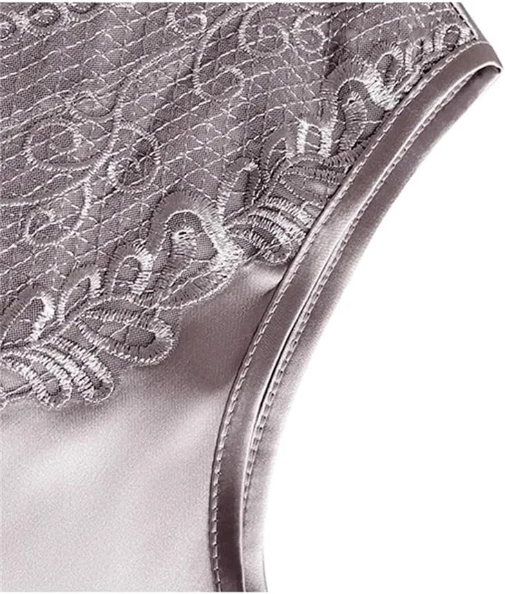 Women's Spring Summer Clothes Patchwork Lace Embroidered Tank Top Women Sleeveless Silk Satin Camisole Vest