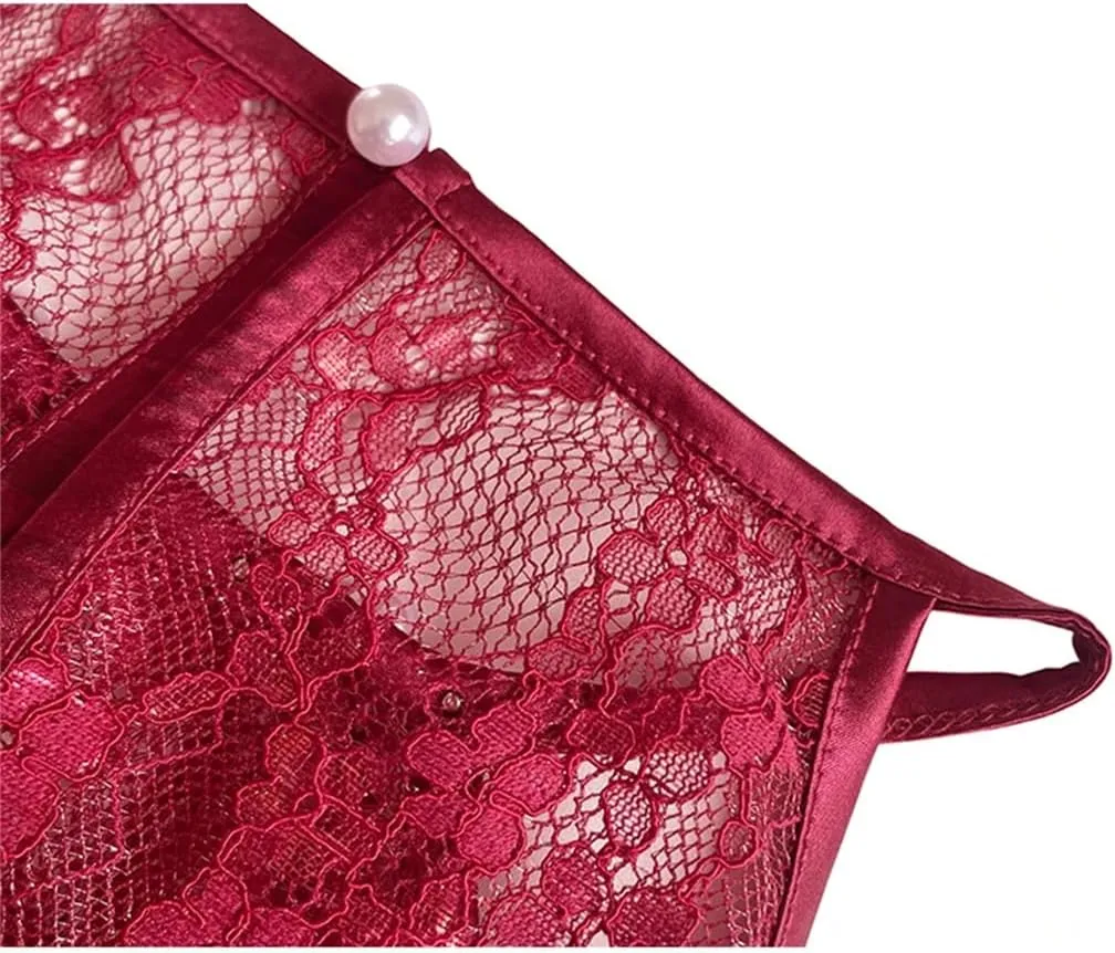 Women's Spring Summer Hanging Neck Beaded Lace Camisole Sleeveless Camis Patchwork Silk Satin Beaded Tank Tops