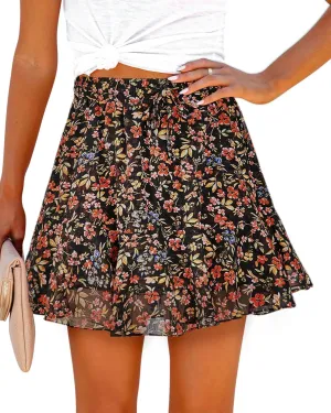 Womens Summer Flowy Shorts Casual Boho Floral Skorts Ruffle Mini Skirts Running Tennis Chiffon Butterfly Shorts