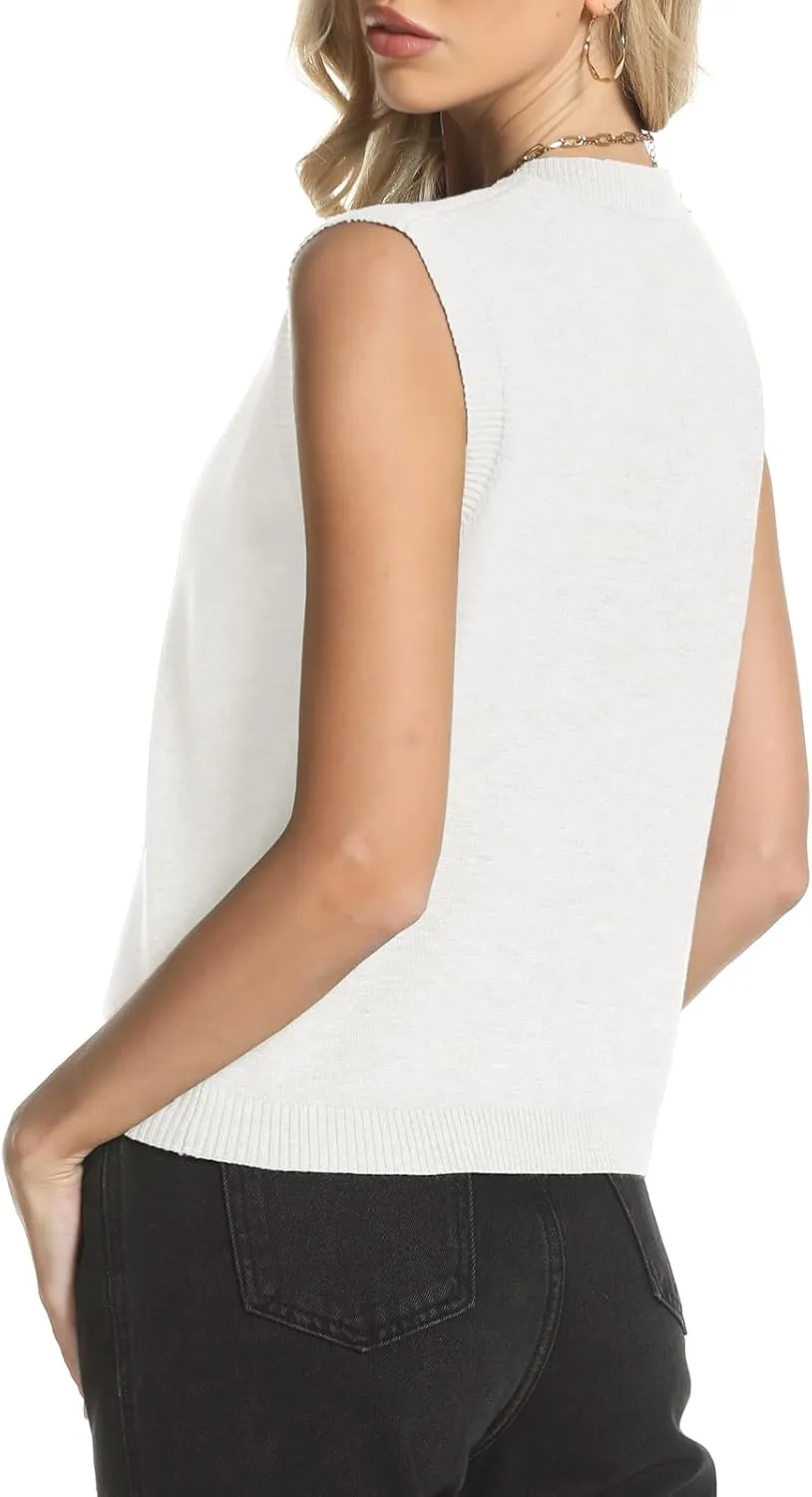 Womens Sweater Vest Summer Crewneck Button Down Tank Tops 2025 Trendy Sleeveless Knit Cardigan Crop Tops