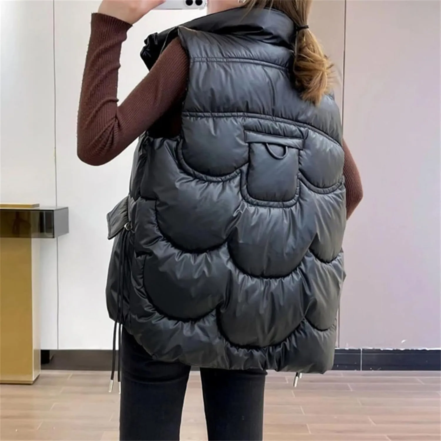 Womens Thick Vest Warm Coat Women Coats Winter Sleeveless Cotton-Padded Outwear All-Match Loose Jacket Tops