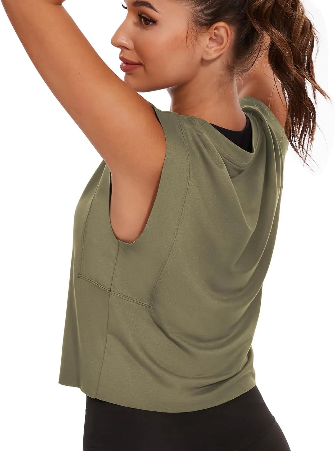 Womens Workout Crop Tank Tops Loose Sleeveless Summer T Shirts Oversize Active Yoga Gym Tee Y2k