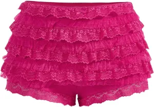 Women's Y2K Ruffle Lace Shorts Lolita Bloomers Layered Low Waisted Shorts Bow Front Pumpkin Short Pants