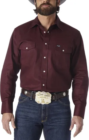 Wrangler Men's Cowboy Cut Work Western Long-Sleeve Snap Work Shirt Firm Finish