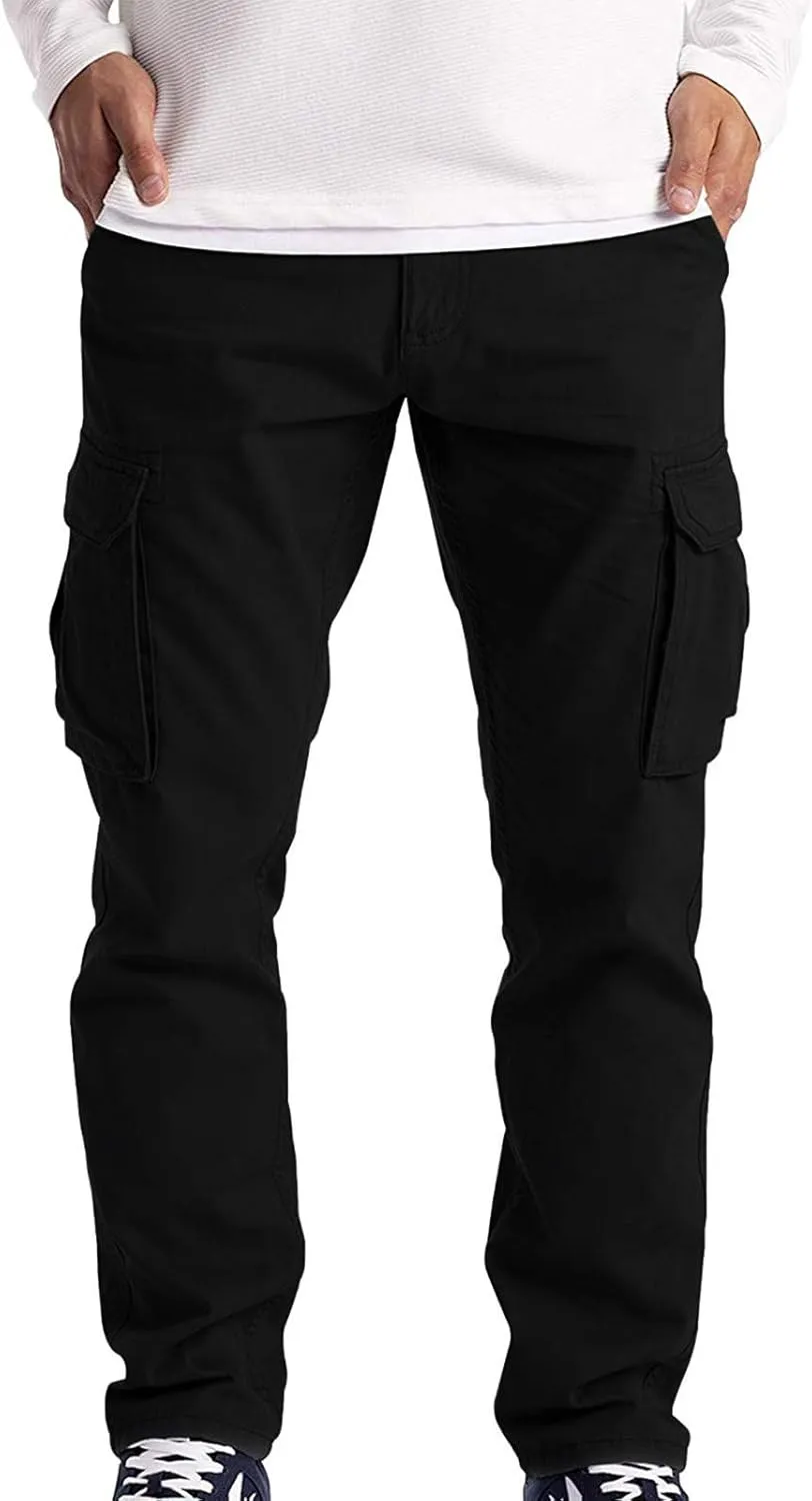 WUAI Men's Casual Military Combat Work Cargo Pants Slim Fit Lightweight Outdoors Jogger Chino Hiking Mountain Sweatpant