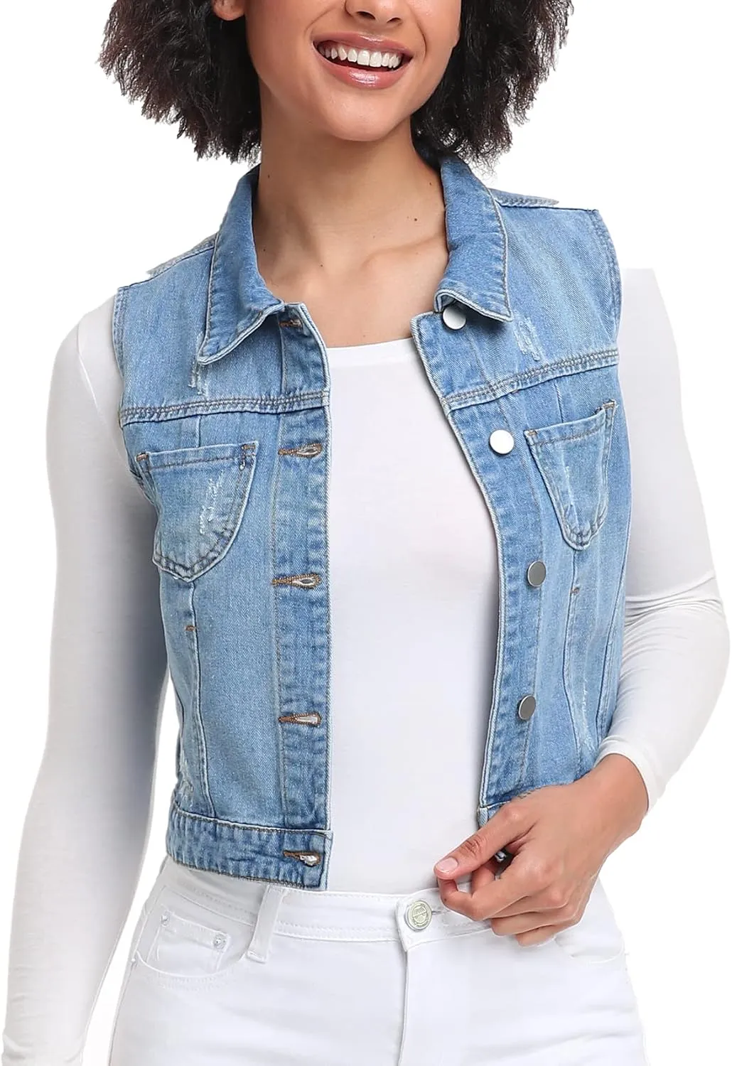 Xeoxarel Women's Denim Vest, Sleeveless Jean Jacket (XS-XXL)