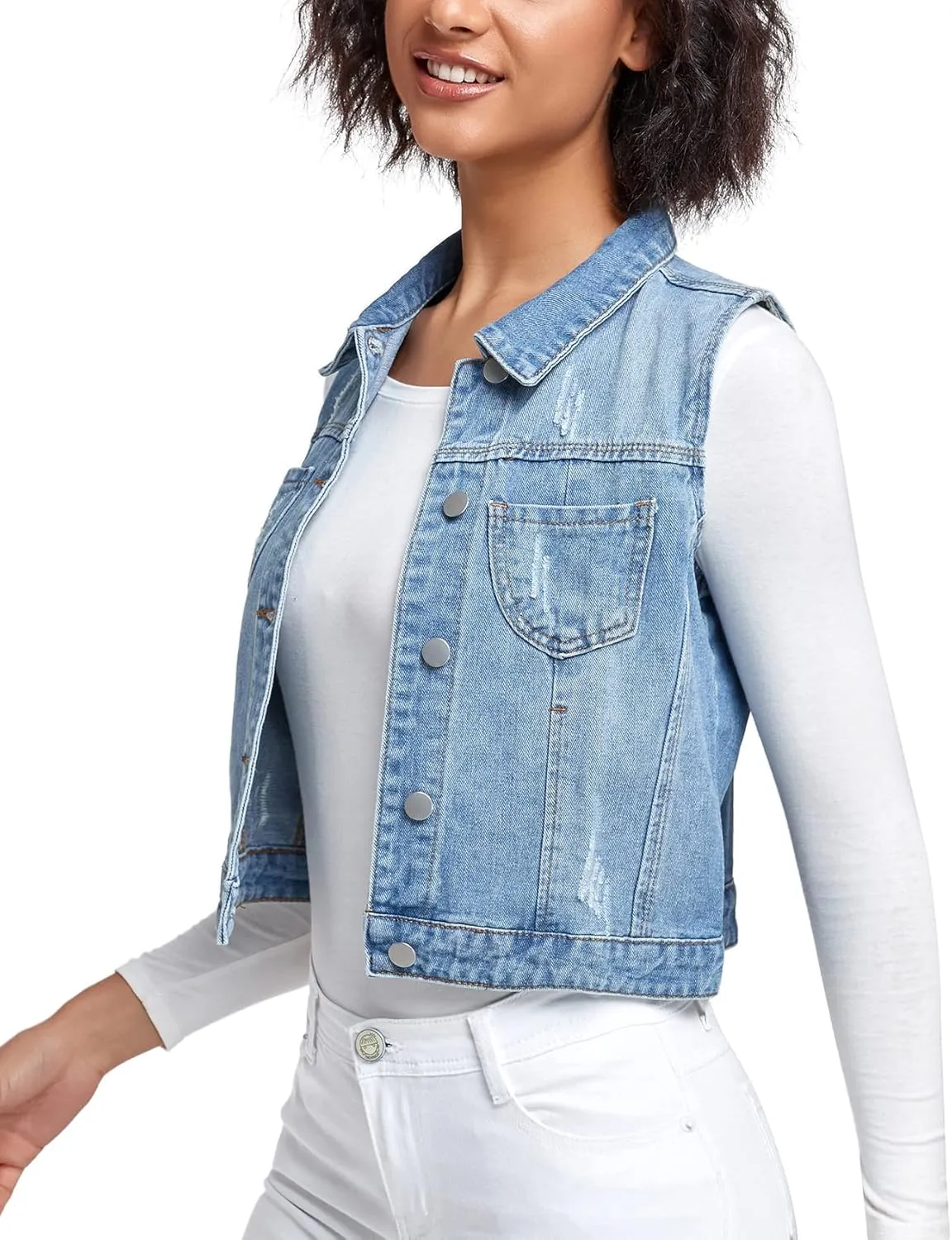 Xeoxarel Women's Denim Vest, Sleeveless Jean Jacket (XS-XXL)