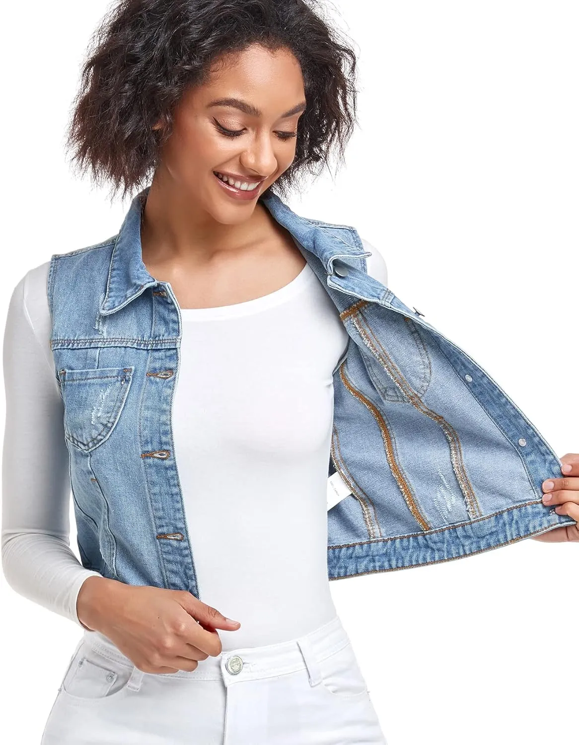 Xeoxarel Women's Denim Vest, Sleeveless Jean Jacket (XS-XXL)