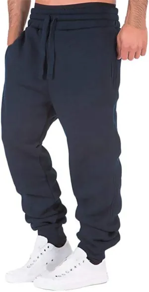 XUETON Men Cargo Jogger Sweatpants Elastic Waist Slim Fit Athletic Jogger Workout Track Pants Drawstring Khaki Chinos Trouser(Navy,XX-Large)