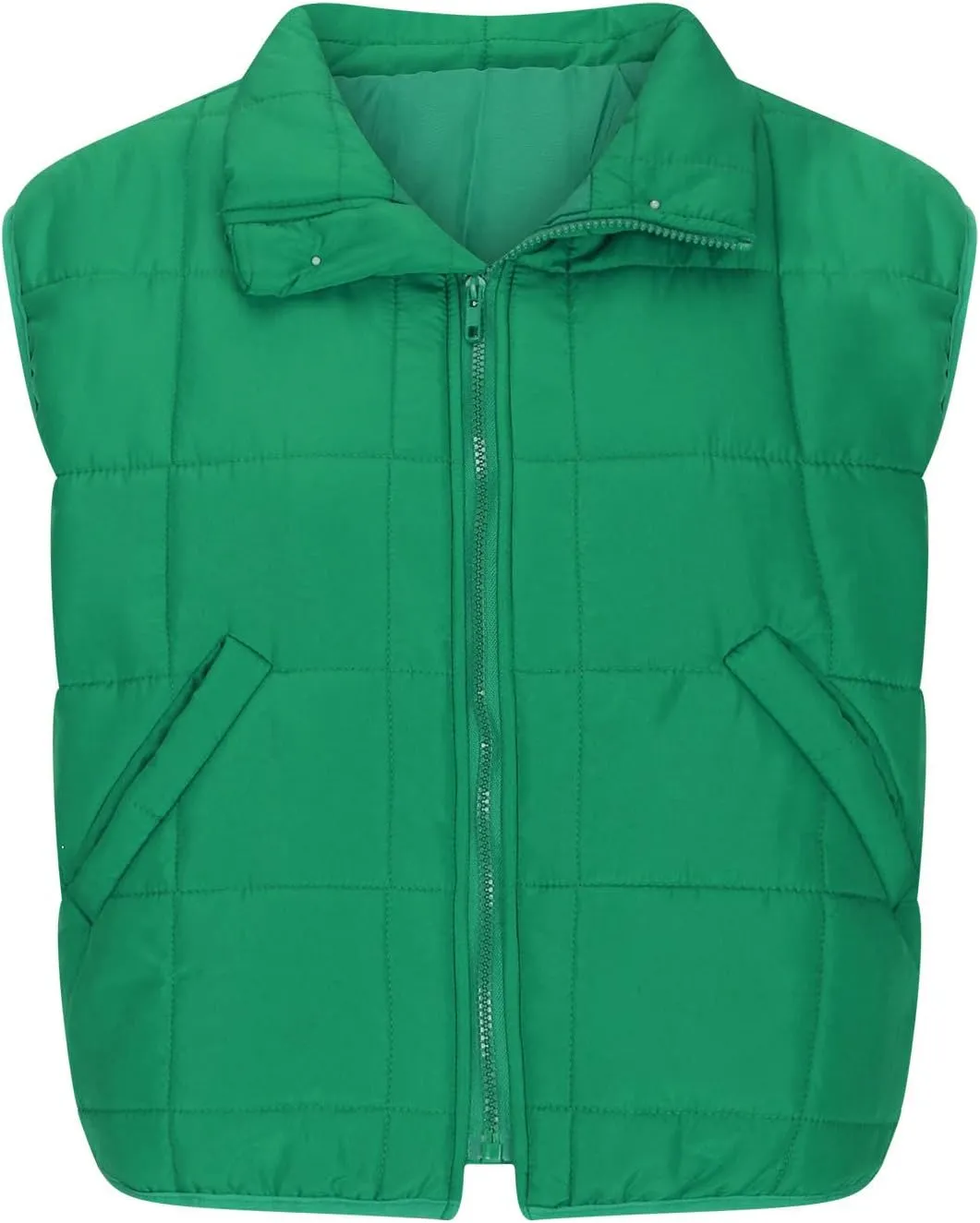 XUNRYAN Womens Puffer Vest Winter Warm Coats Quilted Lightweight Jacket Sleeveless Full Zip Cotton Outerwear Padded Gilet
