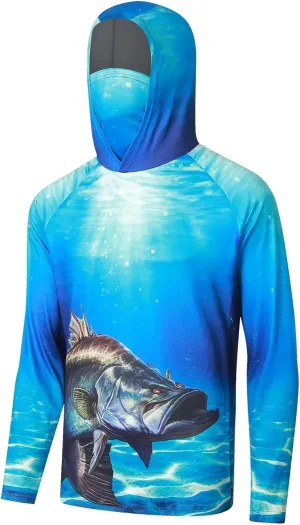YIBIMOTTO Sports Athletic Hoodies for Men UPF 50  Sun Protection Shirt with Mask Long Sleeve Camo Fishing Shirt Sweatshirt