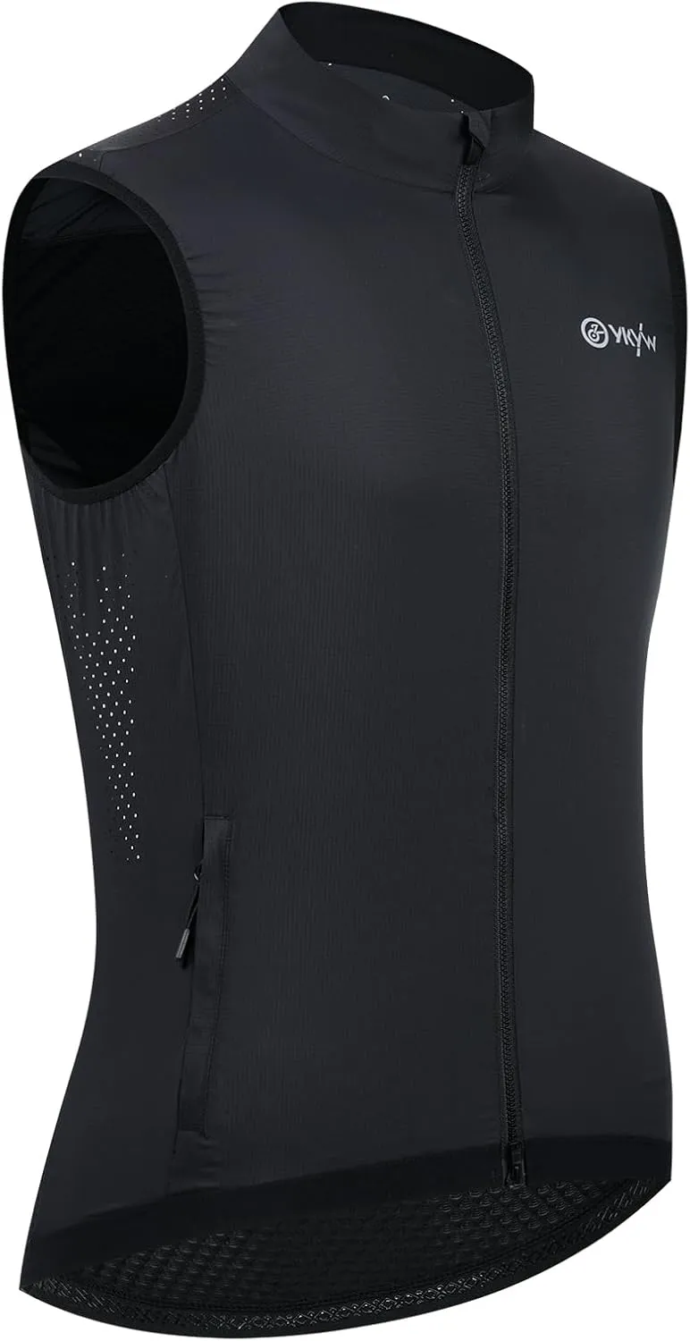YKYWBIKE Cycling Vest for Men,Micro Softshell Windproof Bike Vest,Water Resistance Sleeveless Cycling Windbreaker