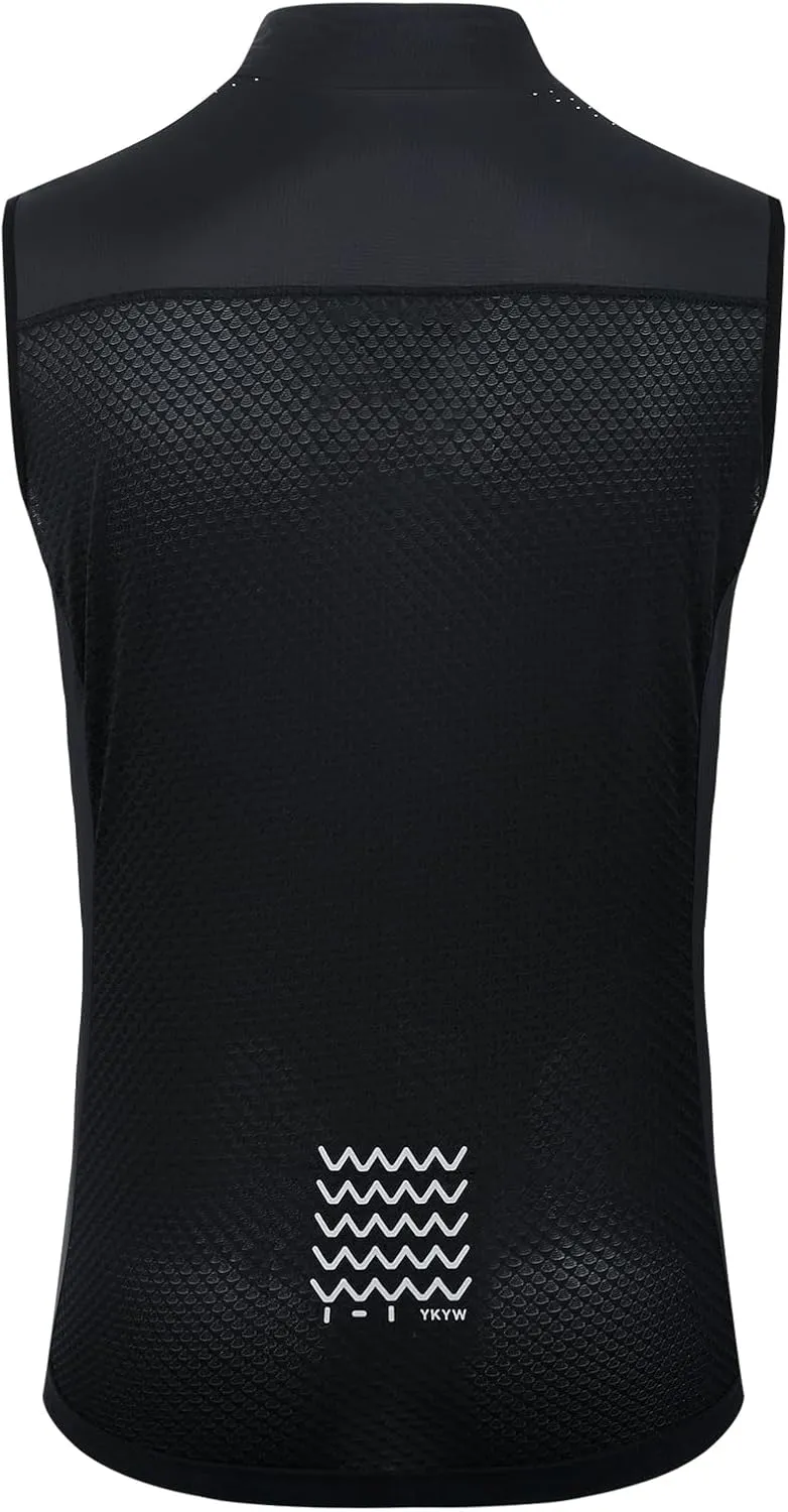 YKYWBIKE Cycling Vest for Men,Micro Softshell Windproof Bike Vest,Water Resistance Sleeveless Cycling Windbreaker