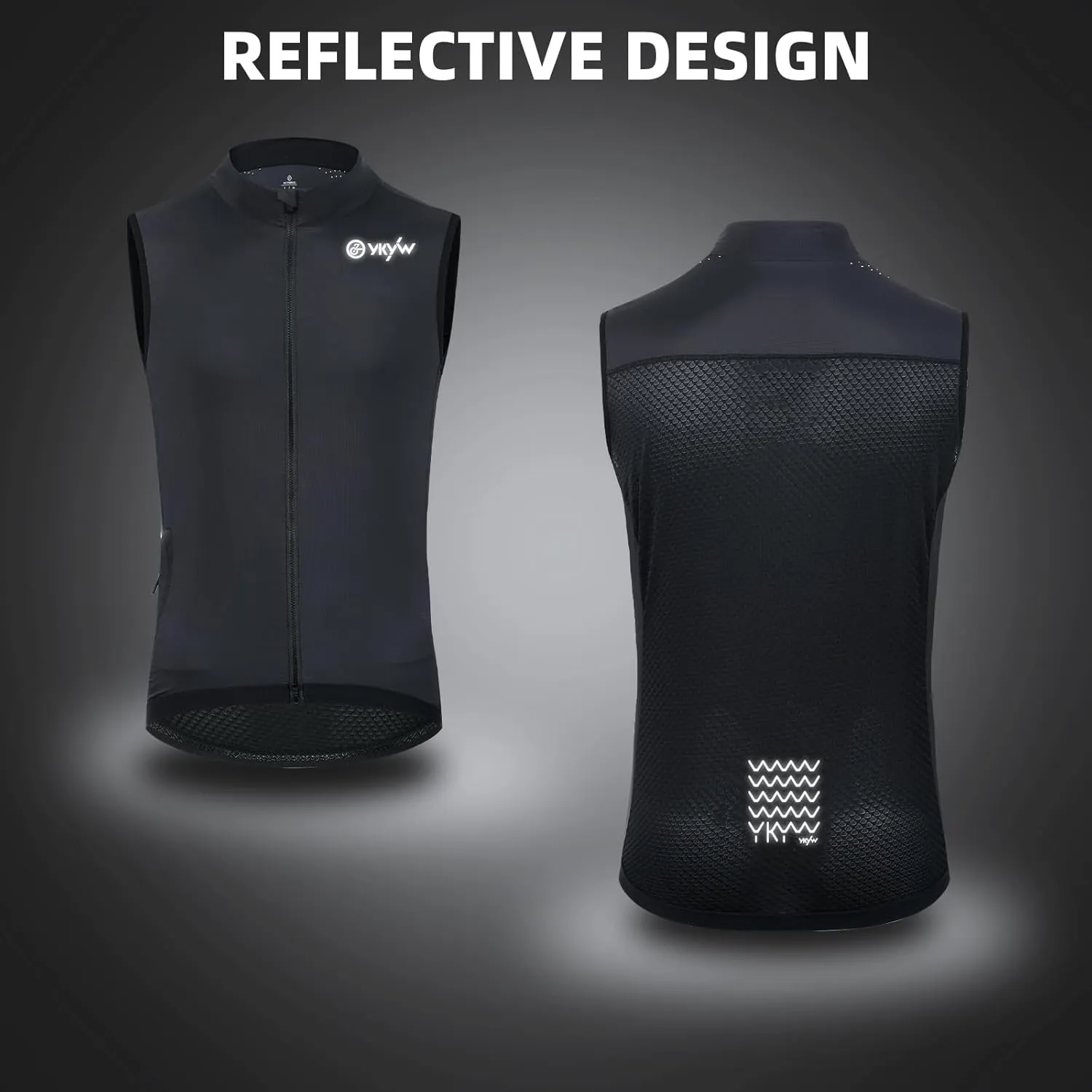 YKYWBIKE Cycling Vest for Men,Micro Softshell Windproof Bike Vest,Water Resistance Sleeveless Cycling Windbreaker