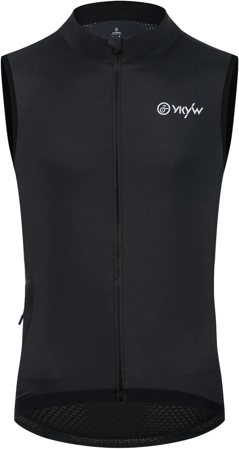 YKYWBIKE Cycling Vest for Men,Micro Softshell Windproof Bike Vest,Water Resistance Sleeveless Cycling Windbreaker