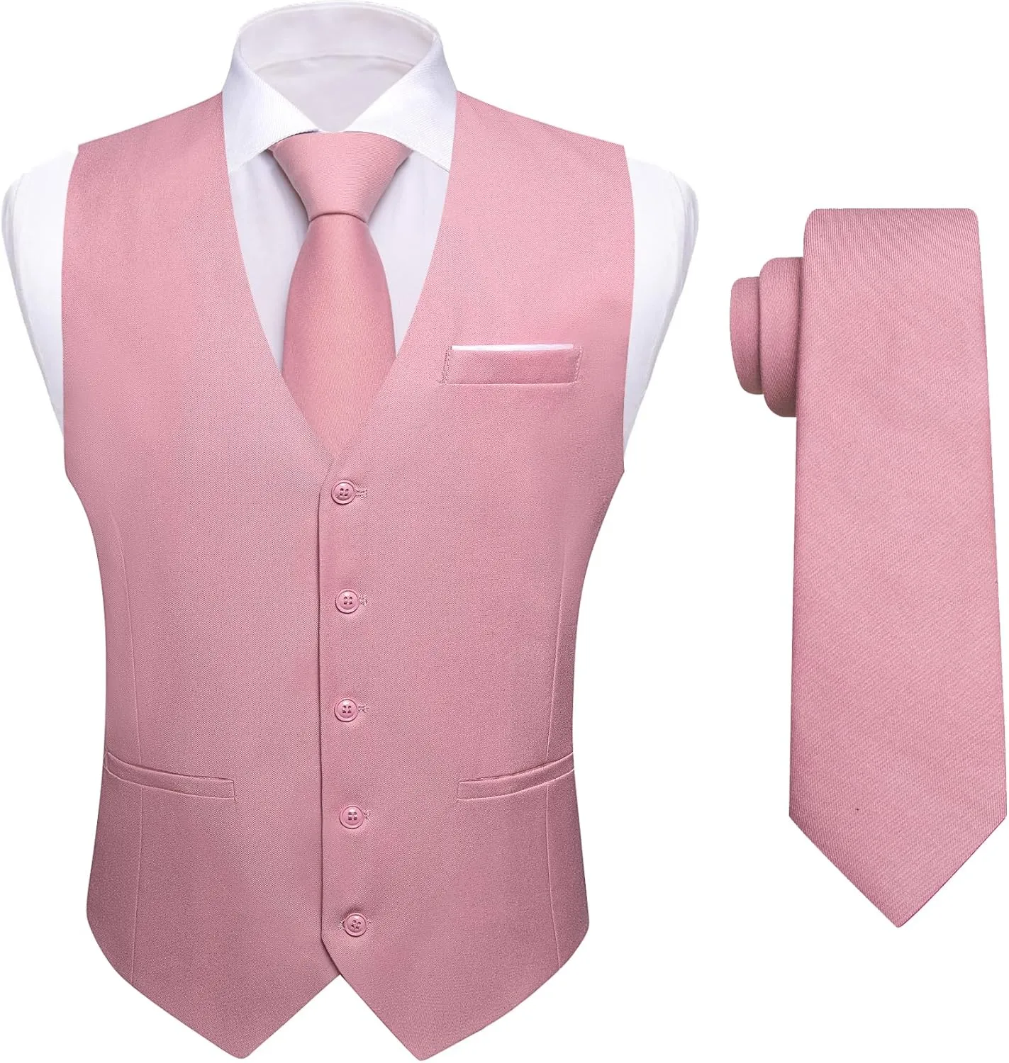 YOHOWA Men's Formal Suit Vest and Tie Set Business Casual Waistcoat Solid Colors Wedding Western Tuxedo Vest V-Neck