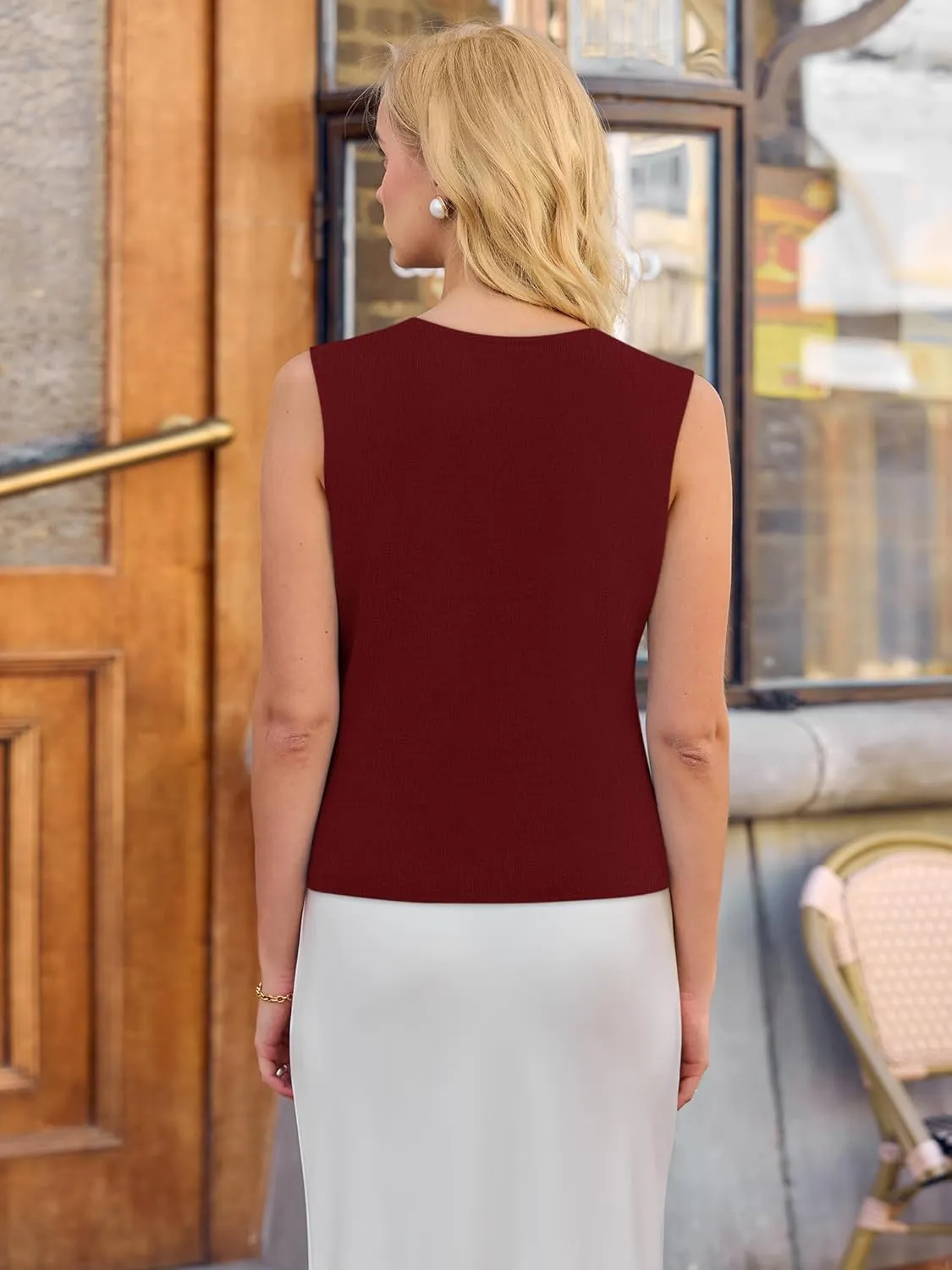 Yousify Womens Sweater Vest V Neck Button Down Crop Knit Tank Top Fashion 2025 Sleeveless Basic Cardigans