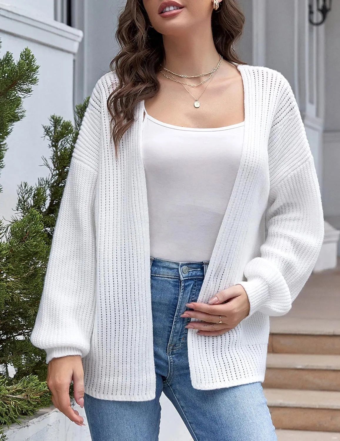 ZAFUL Women's Cardigan Open Front Sweaters 2024 Fall Long Sleeve Casual Loose Chunky Knit Outwear Coat