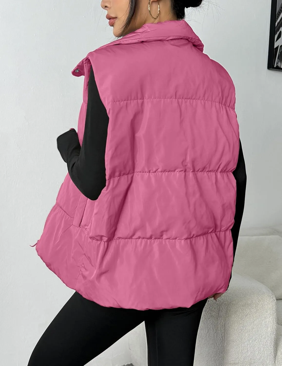 Zeagoo Women Puffer Vest Lightweight Stand Collar Sleeveless Winter Warm Zip Up Padded Outerwear Jackets with Pockets S-XXL
