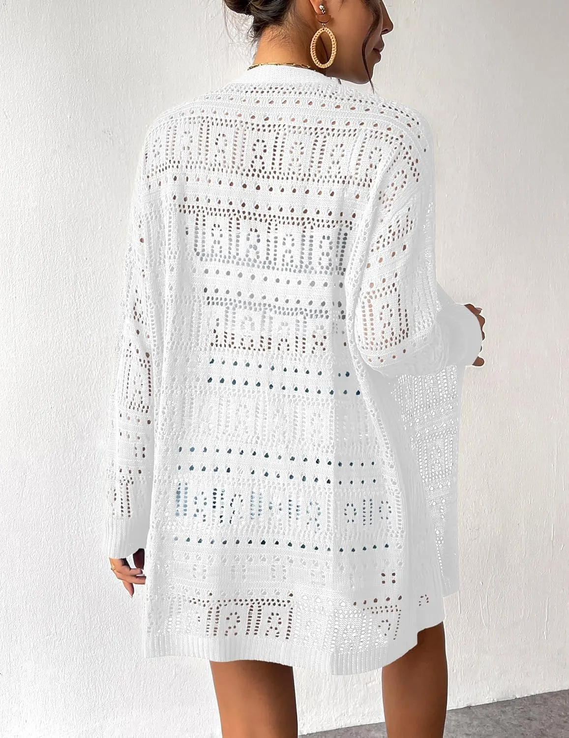 Zeagoo Womens 2025 Summer Crochet Cardigan Sweaters Lightweight Long Sleeve Open Front Kimono Boho Knit Cover Ups