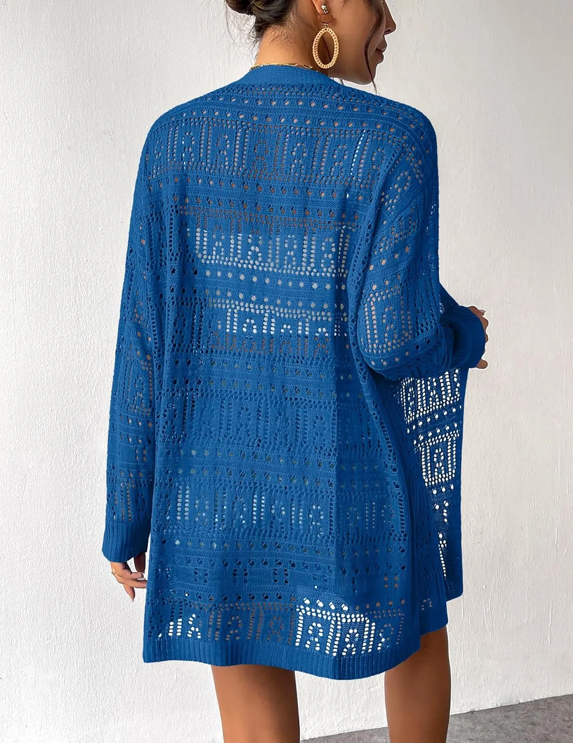 Zeagoo Womens 2025 Summer Crochet Cardigan Sweaters Lightweight Long Sleeve Open Front Kimono Boho Knit Cover Ups