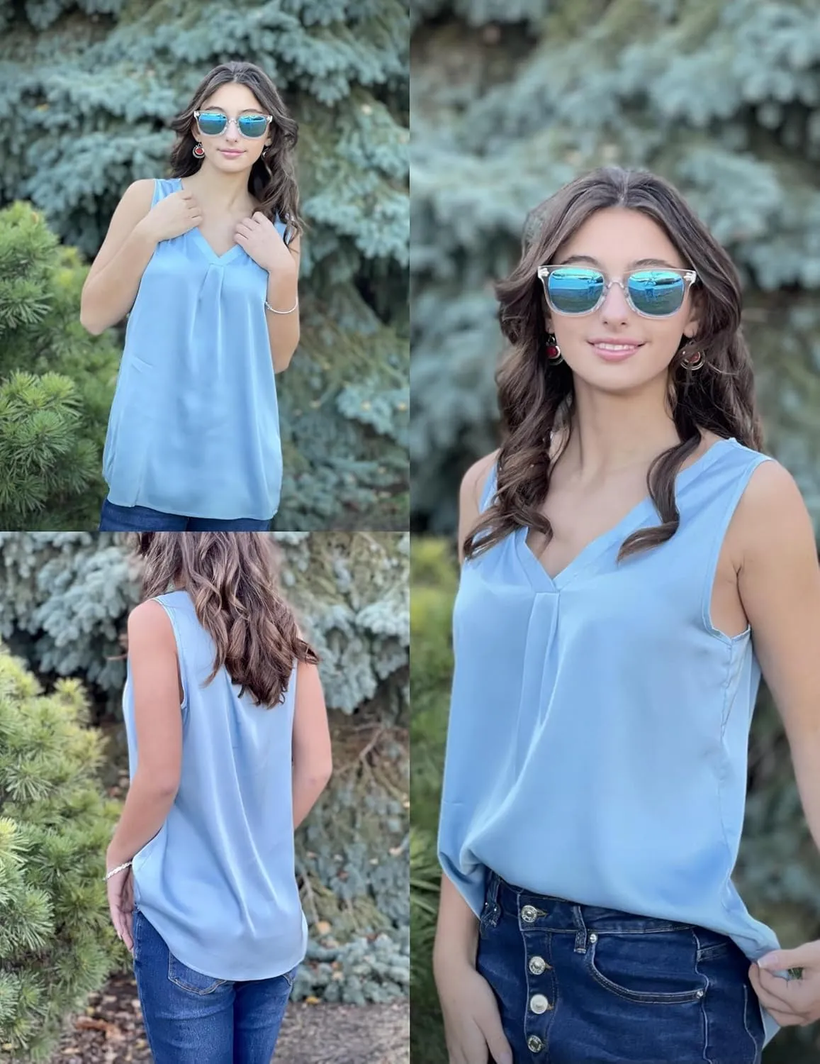Zeagoo Women's Satin Tank Top Sleeveless Blouse (DE Only)