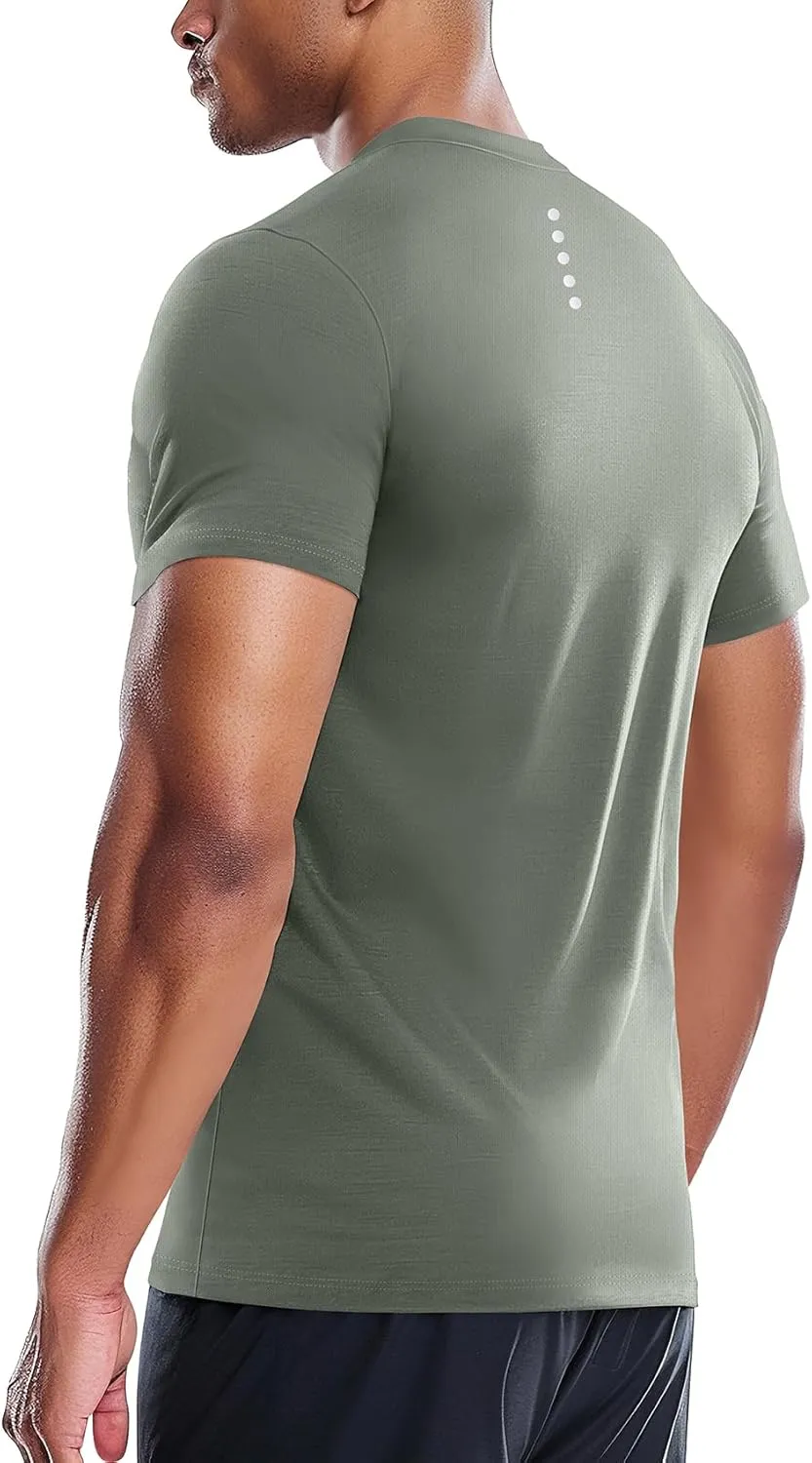 Zengjo Men's Workout Shirts Lightweight Quick Dry Gym Running Athletic Performance Tee Moisture Wicking Short Sleeve